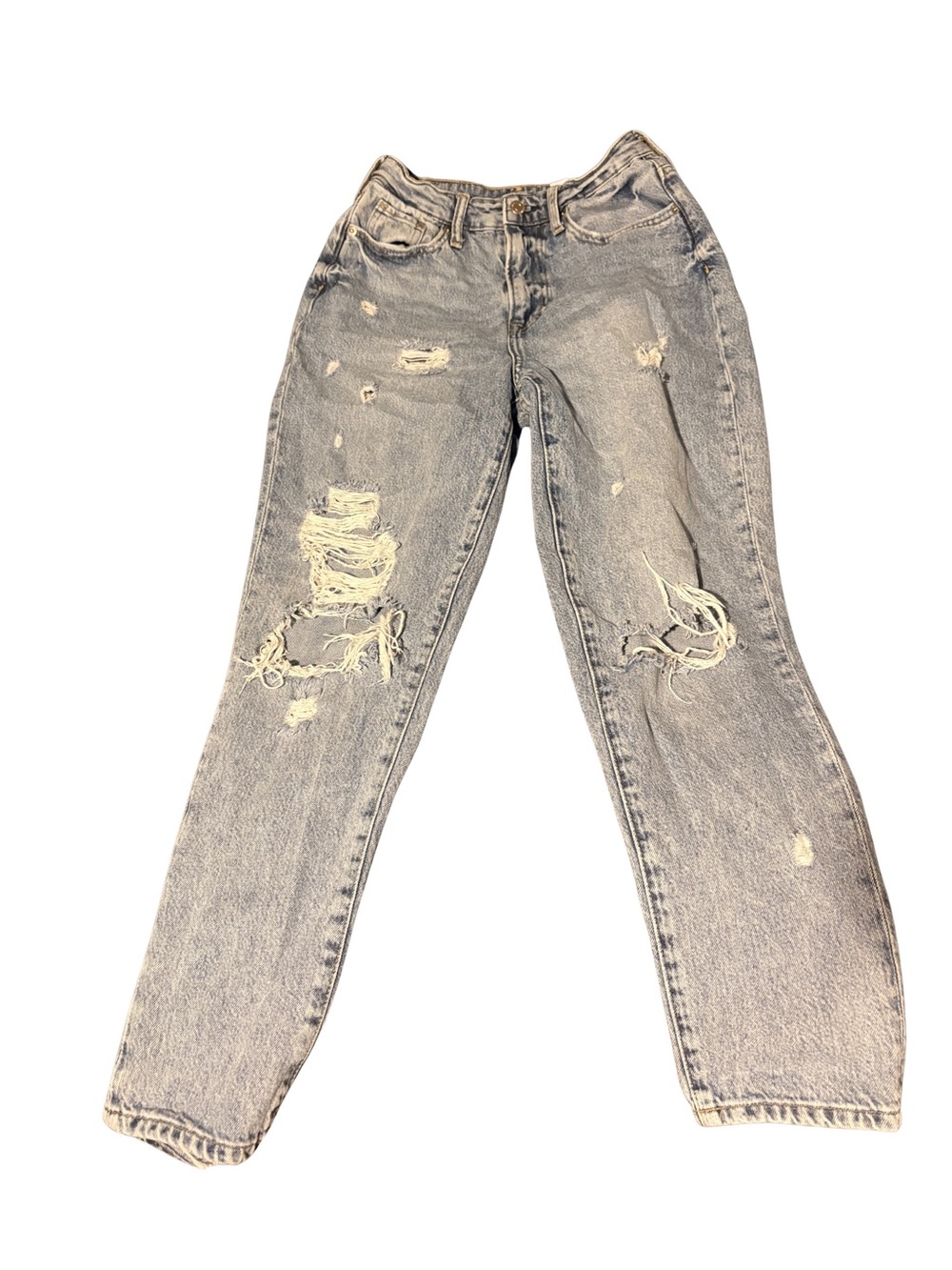 H&M Light Wash Distressed Mom Jeans